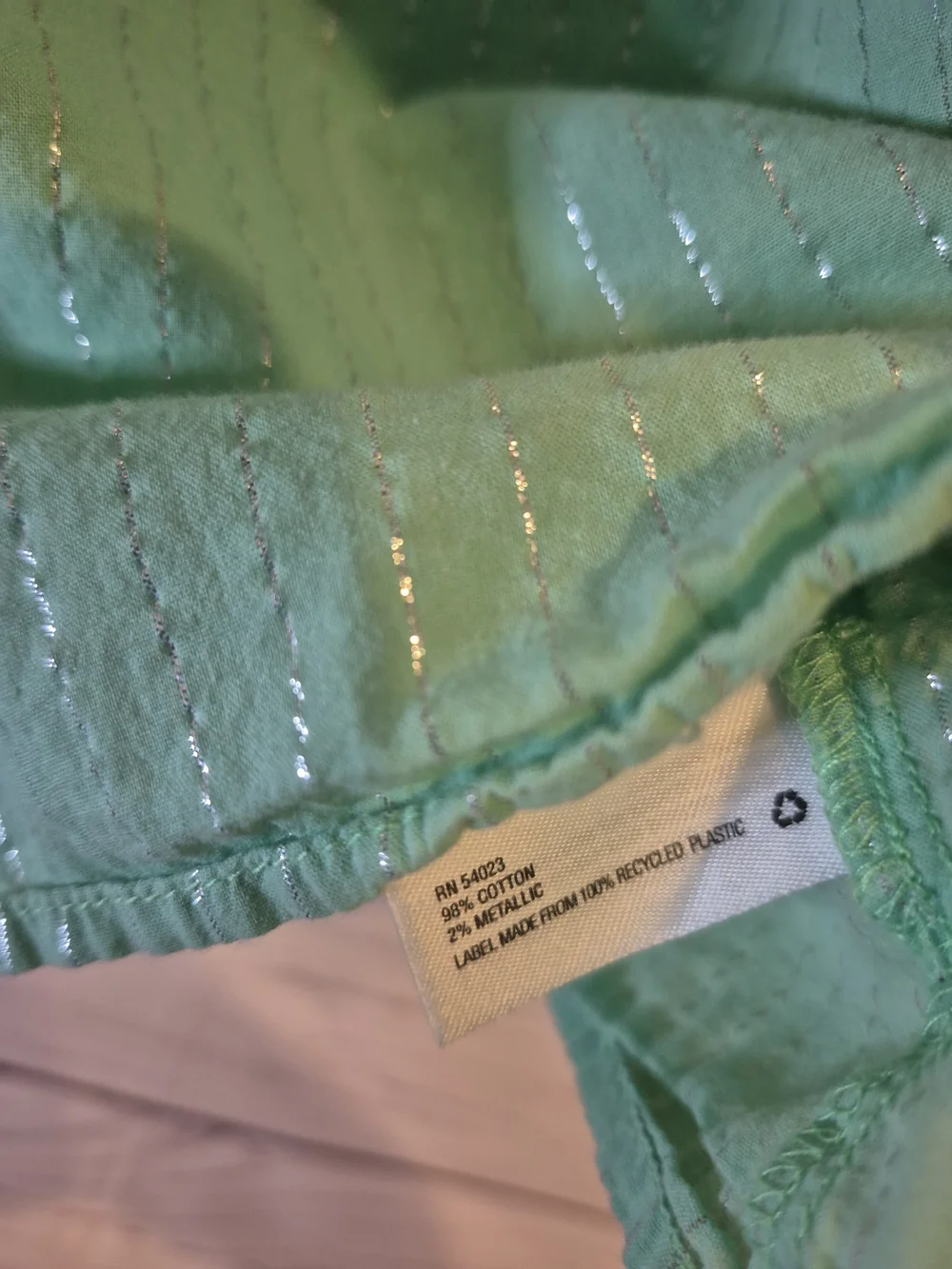 GAP Kids Green Elastic Stretch Top with Metallic Stripes Y2K Size XS 4/5